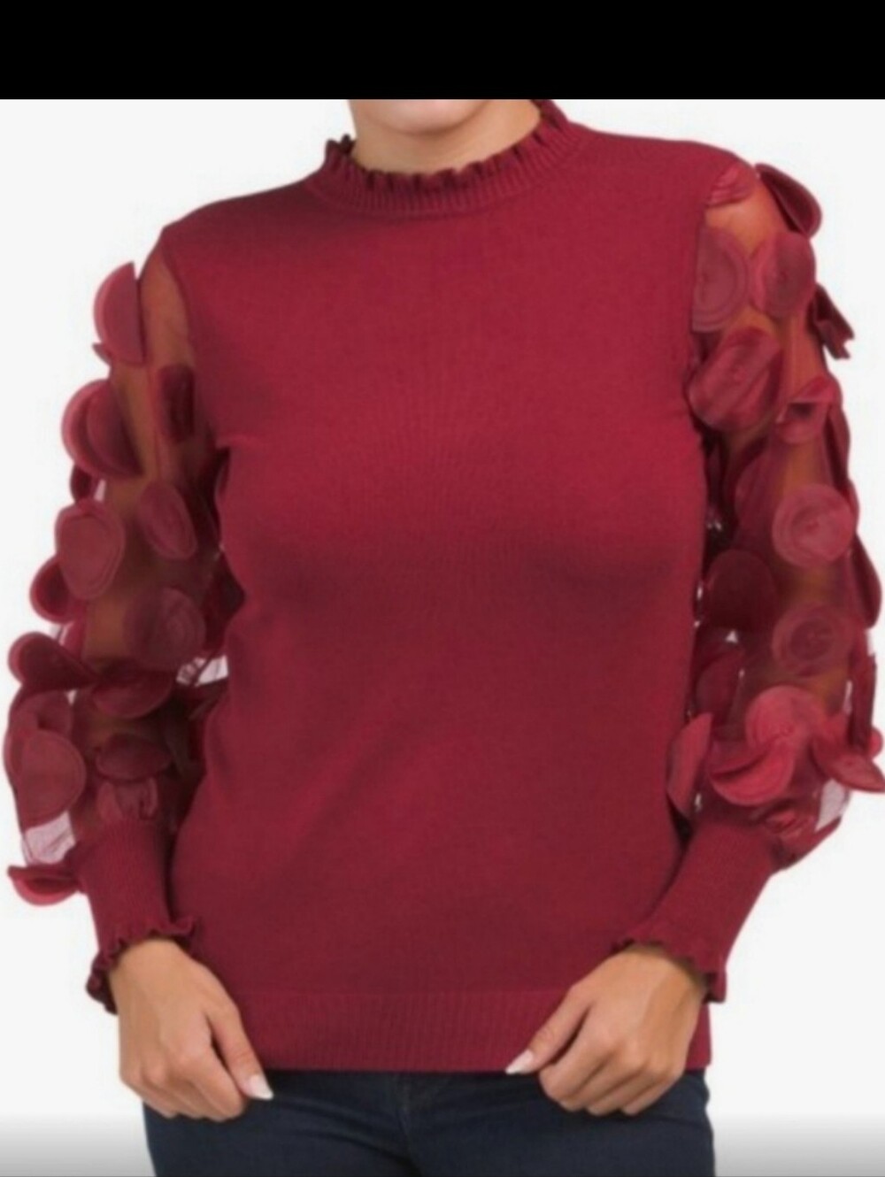 Sioni Milano Rhubarb Women's Size XL Sweater Ruffle Neckline NWT Size M